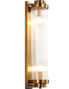 Elegancki kinkiet industrialny STELO w złotym kolorze, 60 cm, podwójne źródło E14, idealny do nowoczesnych wnętrz. 2