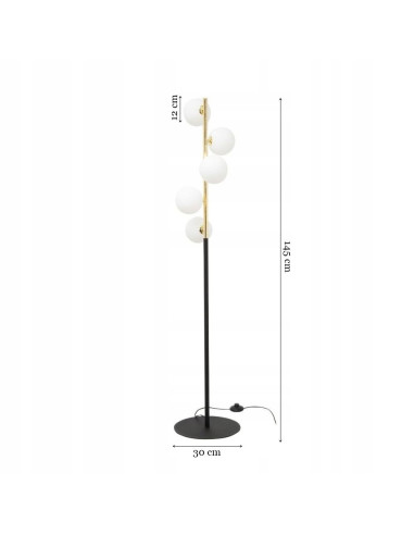 Lampa stojąca ALI industrialna czarno-złota - nowoczesne oświetlenie do salonu i sypialni od Zuma Line
