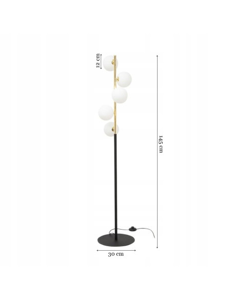 Lampa stojąca ALI industrialna czarno-złota - nowoczesne oświetlenie do salonu i sypialni od Zuma Line