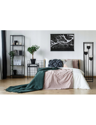 Lampa Podłogowa ROMA CAGE z Metalowym Prostopadłościanem i Industrialnymi Kloszami E27, Czarna Przezroczysta