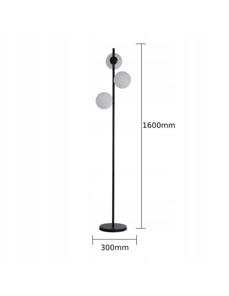 Lampa podłogowa DORADO z białymi kloszami, czarna, 3xE14 - eleganckie oświetlenie do salonu, biura i sypialni