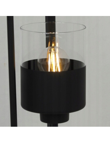 Lampa Podłogowa ROMA CAGE z Metalowym Prostopadłościanem i Industrialnymi Kloszami E27, Czarna Przezroczysta