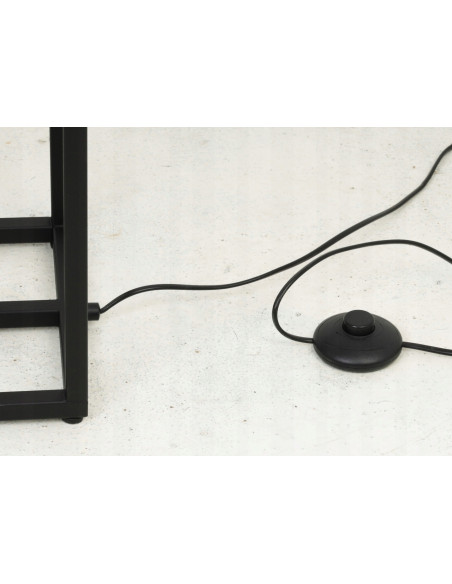 Lampa Podłogowa ROMA CAGE z Metalowym Prostopadłościanem i Industrialnymi Kloszami E27, Czarna Przezroczysta