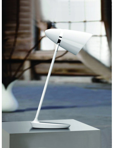 Lampa biurkowa Elmo Tavolo Bianco - elegancka lampa z regulacją kąta padania światła w białym metalu.