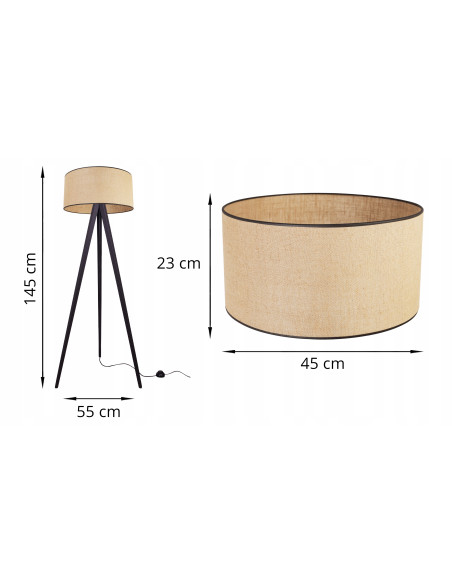 Elegancka Lampa Podłogowa na Trójnogu z Juty JUTA – Stylowy Akcent do Wnętrz w Biurze, Salonie i Sypialni