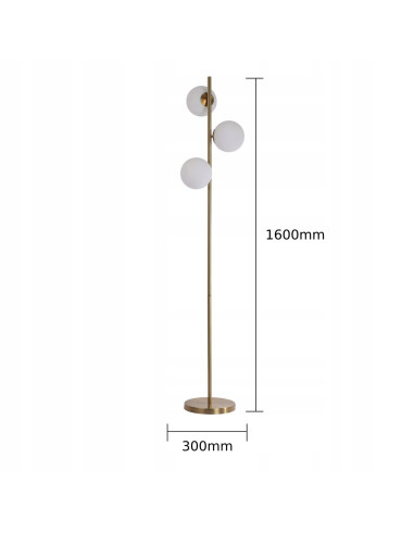 Lampa Stojąca DORADO - Klasyczna Elegancja z Kulistymi Kloszami w Złotym Wykończeniu do Wnętrz Nowoczesnych i Retro