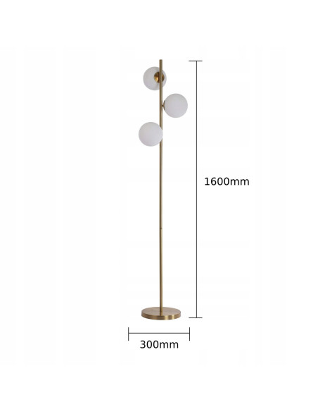 Lampa Stojąca DORADO - Klasyczna Elegancja z Kulistymi Kloszami w Złotym Wykończeniu do Wnętrz Nowoczesnych i Retro