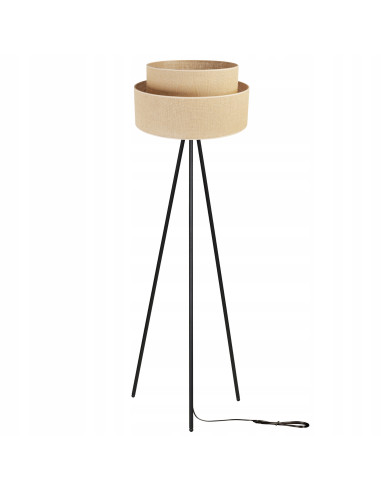 Lampa stojąca JUTA z rattanowym kloszem - stylowy akcent do każdego wnętrza, idealna do sypialni i salonu.