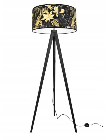 Lampa podłogowa Monstery Dark z kwiatowym motywem, elegancka do salonu i biura, różne kolory klosza i konstrukcji