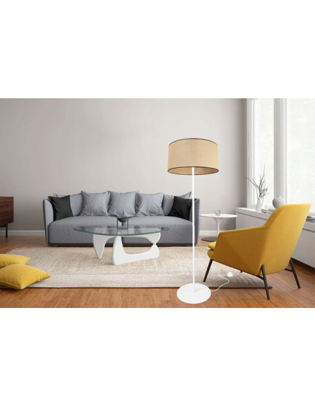 Lampa podłogowa JUTA z rattanowym kloszem – eleganckie oświetlenie w stylu Boho, 153 cm, dostępna w różnych kolorach