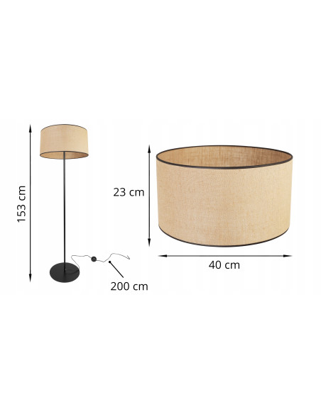 Lampa podłogowa JUTA z rattanowym kloszem – eleganckie oświetlenie w stylu Boho, 153 cm, dostępna w różnych kolorach