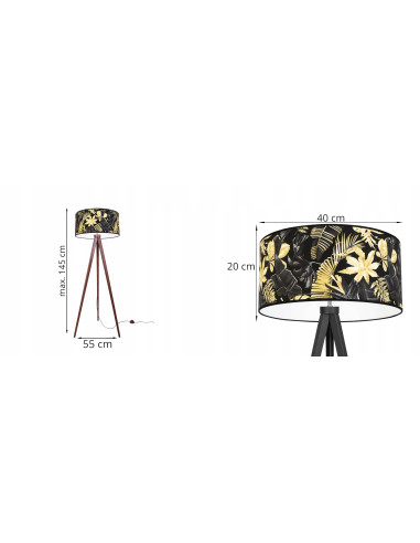 Lampa podłogowa Monstery Dark z kwiatowym motywem, elegancka do salonu i biura, różne kolory klosza i konstrukcji
