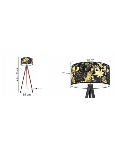Lampa podłogowa Monstery Dark z kwiatowym motywem, elegancka do salonu i biura, różne kolory klosza i konstrukcji