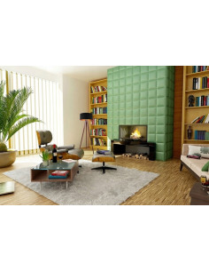 Lampa podłogowa SHADE z zielonym abażurem na trójnogu – elegancki dodatek do sypialni i salonu. 2