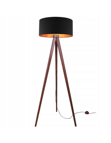 Lampa podłogowa SHADE z zielonym abażurem na trójnogu – elegancki dodatek do sypialni i salonu.