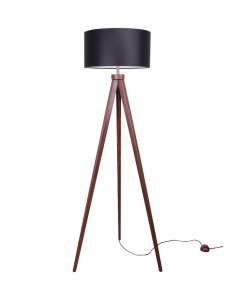 Lampa podłogowa TRIPOD z czarnym abażurem – nowoczesny trójnóg do wnętrz i czytania, elegancki design.