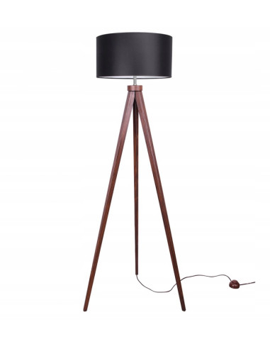 Lampa podłogowa TRIPOD z czarnym abażurem – nowoczesny trójnóg do wnętrz i czytania, elegancki design.