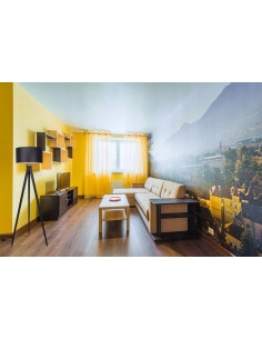 Lampa podłogowa TRIPOD z czarnym abażurem – nowoczesny trójnóg do wnętrz i czytania, elegancki design. 2