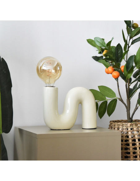 Lampa nocna ceramiczna POP SERPENT 40W - beżowa/złota, nowoczesny design do sypialni i biura