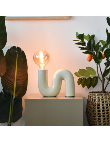 Lampa nocna ceramiczna POP SERPENT 40W - beżowa/złota, nowoczesny design do sypialni i biura