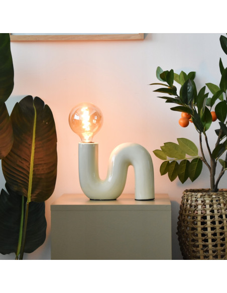 Lampa nocna ceramiczna POP SERPENT 40W - beżowa/złota, nowoczesny design do sypialni i biura