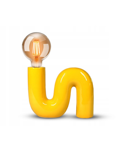 Lampa ceramiczna POP SERPENT E27, nowoczesna wężowa forma, żółta, idealna do salonu i sypialni