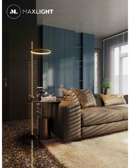 Lampa podłogowa LED Lozanna w złocie - elegancki element oświetlenia do nowoczesnych wnętrz od Maxlight