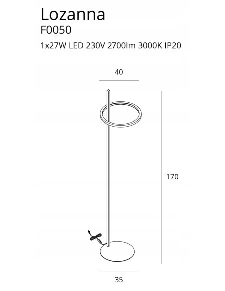 Lampa podłogowa LED Lozanna w złocie - elegancki element oświetlenia do nowoczesnych wnętrz od Maxlight