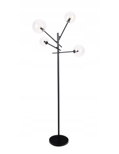 Czarna lampa podłogowa Lollipop z regulowanymi ramionami i szklanymi kloszami – nowoczesny design dla każdego wnętrza