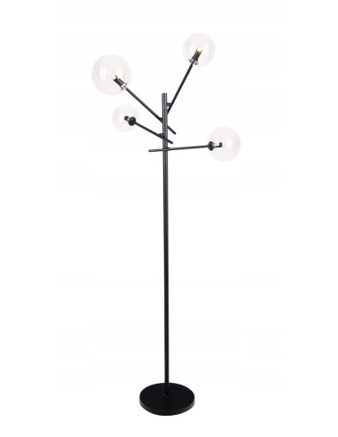 Czarna lampa podłogowa Lollipop z regulowanymi ramionami i szklanymi kloszami – nowoczesny design dla każdego wnętrza