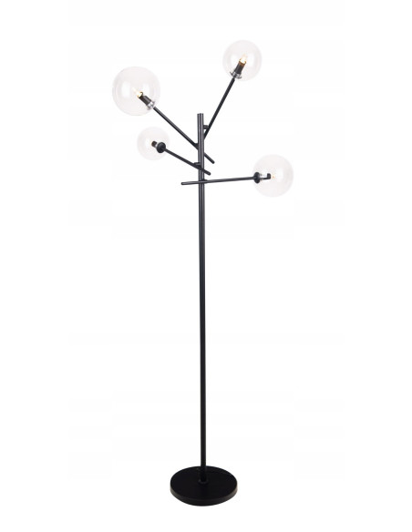 Czarna lampa podłogowa Lollipop z regulowanymi ramionami i szklanymi kloszami – nowoczesny design dla każdego wnętrza