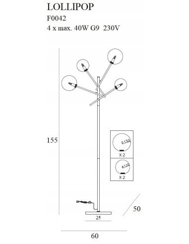 Lampa podłogowa Lollipop w mosiądzu – nowoczesny styl i elegancja dla Twojego wnętrza
