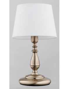 Lampa nocna ROKSANA PATYNOWA z mosiężnym stelażem i eleganckim abażurem - stylowa ozdoba do salonu i sypialni 2