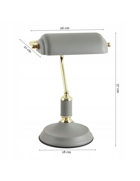 Lampa biurkowa ROMA w eleganckim szarym kolorze z regulacją - idealna do biura i wnętrz domowych.