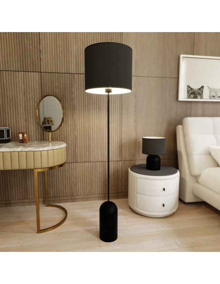 Lampa podłogowa ASPEN z czarnym stelażem i białym abażurem - elegancja i styl do Twojego wnętrza