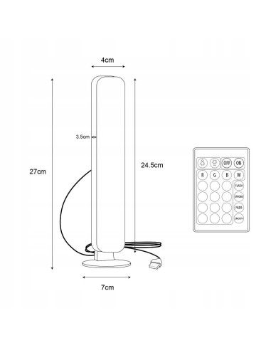 Nowoczesna lampa stołowa LED TORP RGB 87308 Zuma Line - dziecięca, czarno-biała, regulacja jasności, funkcja RGB