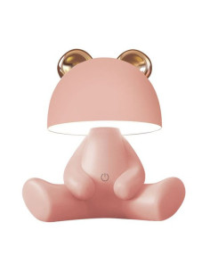 Lampka nocna MIŚ w kolorze różowym – designerska lampa LED do pokoju dziecięcego, dekoracyjna i funkcjonalna.