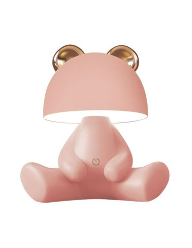 Lampka nocna MIŚ w kolorze różowym – designerska lampa LED do pokoju dziecięcego, dekoracyjna i funkcjonalna.