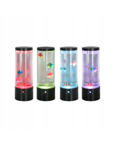 Lampka stołowa AQUA z podświetleniem RGB i pływającymi rybkami – Nowoczesna dekoracja od Zuma Line