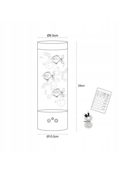 Lampka stołowa AQUA z podświetleniem RGB i pływającymi rybkami – Nowoczesna dekoracja od Zuma Line