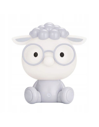 Lampa stołowa OWCA Zuma Line KDR-612-GR w szaro-białym kolorze z LED, idealna do pokoju dziecięcego