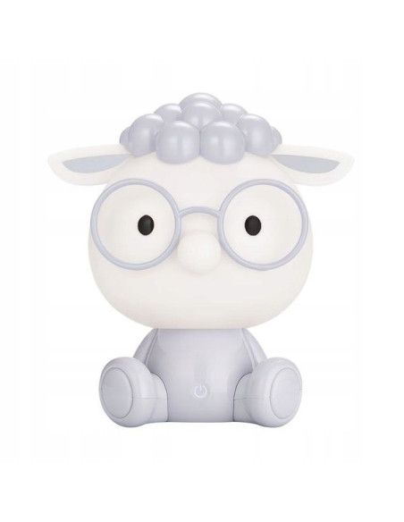 Lampa stołowa OWCA Zuma Line KDR-612-GR w szaro-białym kolorze z LED, idealna do pokoju dziecięcego