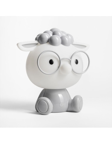 Lampa stołowa OWCA Zuma Line KDR-612-GR w szaro-białym kolorze z LED, idealna do pokoju dziecięcego