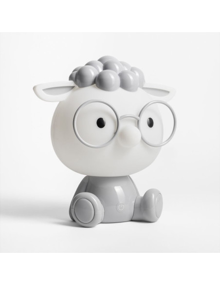 Lampa stołowa OWCA Zuma Line KDR-612-GR w szaro-białym kolorze z LED, idealna do pokoju dziecięcego