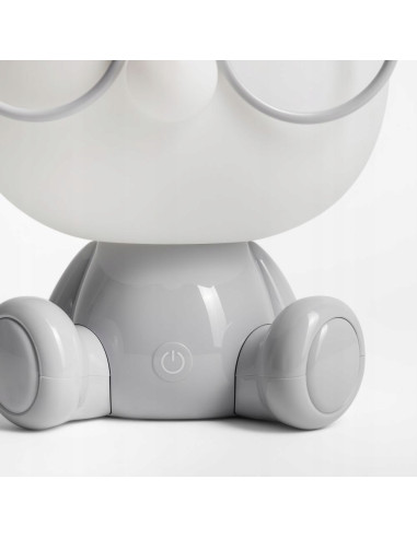 Lampa stołowa OWCA Zuma Line KDR-612-GR w szaro-białym kolorze z LED, idealna do pokoju dziecięcego