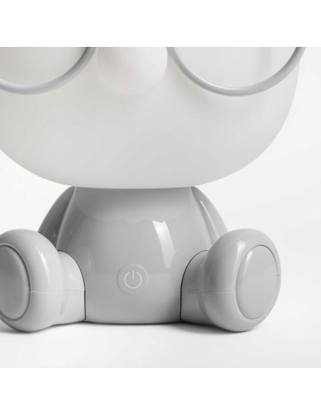 Lampa stołowa OWCA Zuma Line KDR-612-GR w szaro-białym kolorze z LED, idealna do pokoju dziecięcego