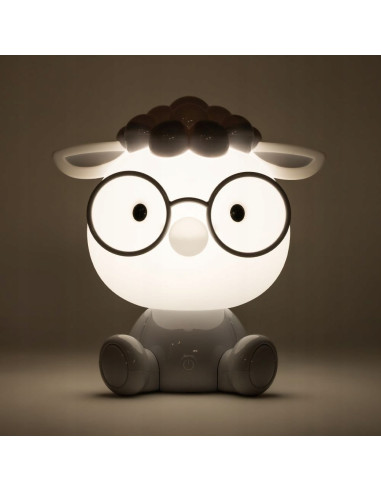 Lampa stołowa OWCA Zuma Line KDR-612-GR w szaro-białym kolorze z LED, idealna do pokoju dziecięcego