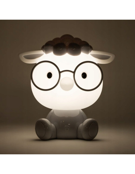 Lampa stołowa OWCA Zuma Line KDR-612-GR w szaro-białym kolorze z LED, idealna do pokoju dziecięcego