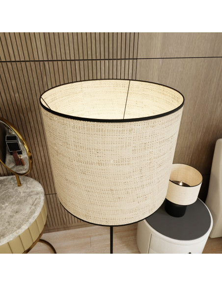 Lampa podłogowa ASPEN LP1 - nowoczesna, rattanowa, czarna lampa do salonu i biura, minimalistyczny design, 142 cm