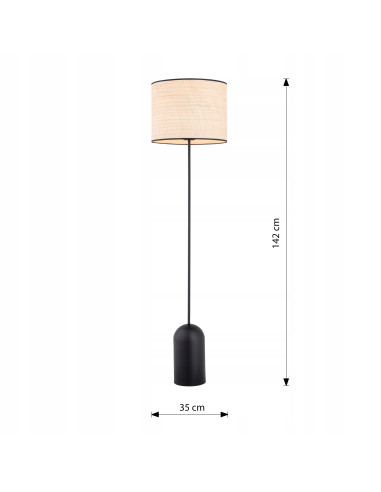 Lampa podłogowa ASPEN LP1 - nowoczesna, rattanowa, czarna lampa do salonu i biura, minimalistyczny design, 142 cm